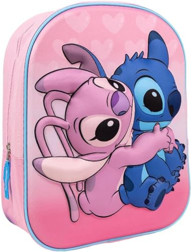 Aymax Barnryggsäck 3D ängel och stitch från Lilo & Stitch 31 cm rosa
