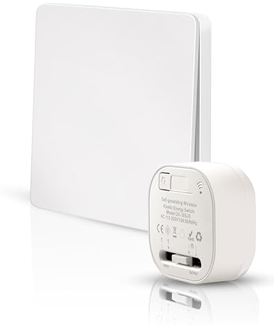LAOYE Funkschalter ohne Batterie Funk-Lichtschalter Funkschalter mit Empfänger Batterieloser Funk-Wandschalter Fernbedienung Lichtschalter, Keine Verkabelung Erforderlich, Drahtlos Schalter für Lampe