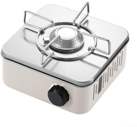 Zoegneer Réchaud à gaz butane, réchaud à cassette de camping portable, mini réchaud carré à gaz pliable, réchaud à cassette de camping à gaz (blanc)