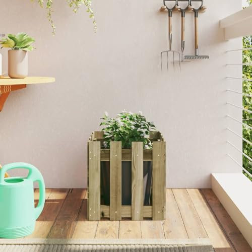 BaraSh Pflanzkübel Latten-Design 40x40x40 cm Kiefernholz Imprägniert pflanzgitter Garten abtrennung Zaun