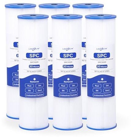 Cartucho de filtro de agua de repuesto para agua de pozo, filtro de agua de 20 micras, filtro de agua de sedimentos plisado de 10 x 2.5 pulgadas, compatible con R50, WFPFC3002, W50PE, WB-50W,