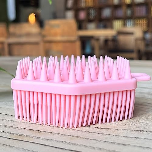Hochwertige sensorische Bürste für Kinder oder Autismus, weicher Silikon-Körperwäscher, sensorische Raum-Ergotherapie-Bürsten,Duschbürste für Haustiere, Badebürste (sechseckig-rosa)