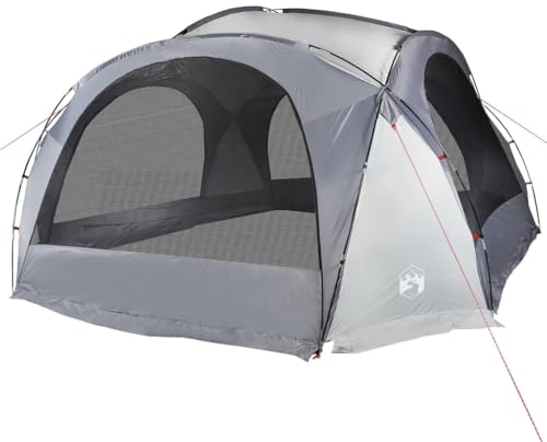 vidaXL Partyzelt, Festzelt mit Netzwände, Pavillon Wasserdicht Tragbar, Gartenzelt Campingzelt Gartenpavillon, Weiß Grau 185T Polyester