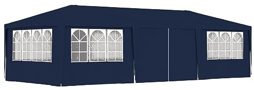 heybb Profi-Partyzelt mit Seitenwänden 4×9 m Blau 90 g/m² Zelt Heckklappe Pavillion Camping