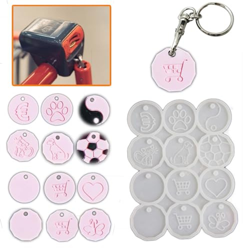 Moules en silicone pour résine époxy - Moule en silicone blanc pour travaux manuels - Disques de caddie de supermarché uniques - Moule en silicone flexible pour jetons en cristal