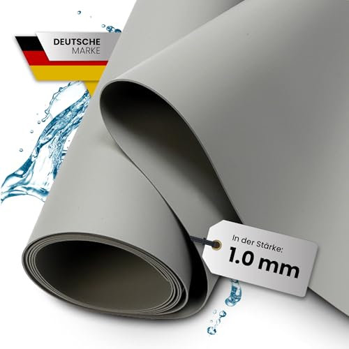 TeichVision - Bâche en PVC de qualité supérieure pour bassin - Gris clair - Épaisseur : 1 mm - 4 m x 4 m - Film PVC gris - Convient pour les étangs, les biotopes, les piscines naturelles