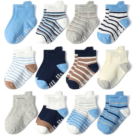 Yafane 12 Paar Atmungsaktive Baumwollsocken für Kinder in verschiedenen Größen von 0 bis 7 Jahren, Socken für Neugeborene Unisex, Strümpfe für Mädchen und Jungen und Jungen, ideal zum Verschenken, 3-5