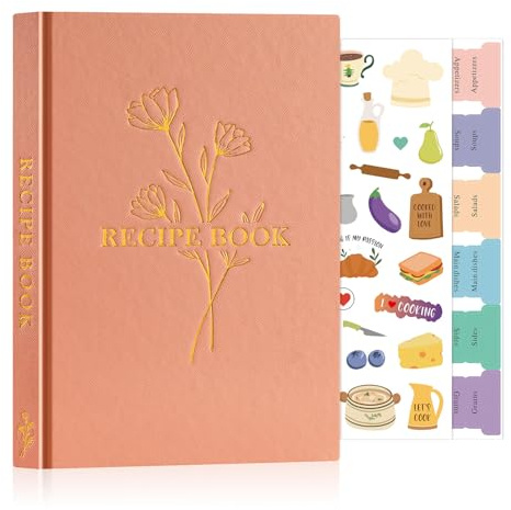 Lanpn Journal de Recettes et Blanc, A5 Carnet Recette pour Enregistrer vos Propres Recettes, Livre Cahier de Recettes Cuisine à Remplir, Livre Recette Vierge, Recipe Book Cookbook, Rose, Anglaise
