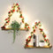 Dremisland 2PCS Macrame Hanging Shelves Artificial Flower LED-Strip Rustic Wood Floating Storage Shelf Display Plants Photos Boho Floating Shelves Wall Decor for Bedroom Living Room Kitchen Nursery