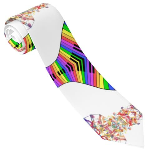 ESNAIUVCD Herren-Krawatte mit farbigem Musikdruck, bedruckte Krawatte, formelle Party, Hochzeit, Geschenk, Krawatten für Männer, Schwarz , Einheitsgröße