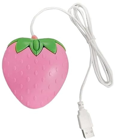 KAHDGSS Ratón Óptico Adorable del Juego del Ratón USB del Ratón Rosado Fresa para Oficina Y Ordenador Portátil