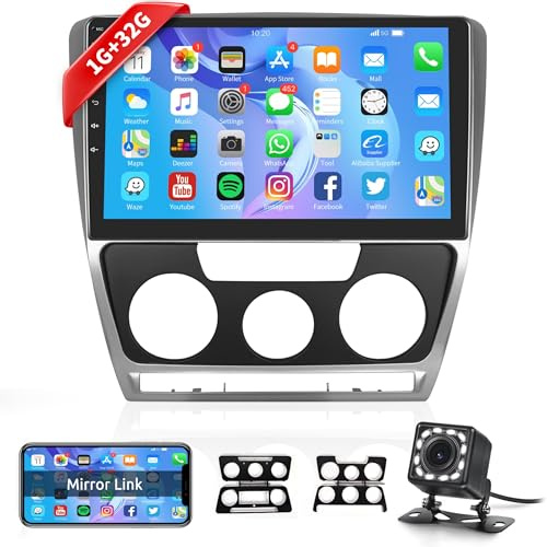 Android Car Stereo for VW Skoda Octavia 2007-2014 with Mirror Link, Rimoody 10 Inch Touch Screen Car Radio with GPS Navigation Bluetooth FM/RDS WiFi Backup Camera