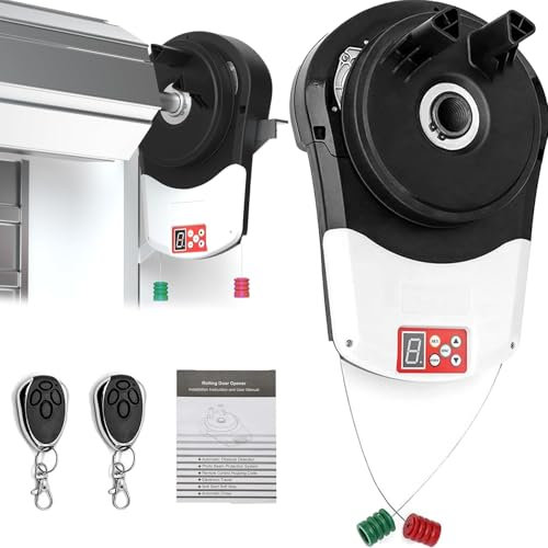 Roll Up Door Opener Shutter Built-in Motor with 2 Remote | Electric Garage Door Opener | 800N Automatic Rolling Gate Electronic Lift Motor Openers | Ideal for Warehouse Store Barn Farm