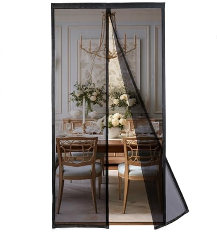 MAGICDOOR Zanzariera Magnetica Finestra 135x230cm-Nero in Poliestere | Colore Puro Tenda Zanzariera con Forte Magnete Traspirante Zanzariere Magnetiche per Camera Letto Soggiorno Porta ingresso