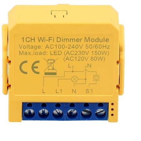 Entgoinggo Dimmer Switch, Smart WiFi LED Dimmer Switch Module, 1/2 Gang Remotes Voice Control Compatible with for Tuya App for Smarts Home Lighting(Wifi 1Gang)