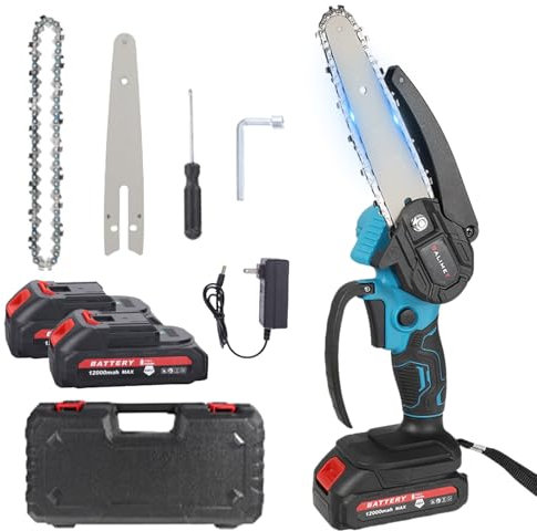 Mini Motosega a Batteria, Motore Brushless 6 Pollici Motosega Elettrica, Motosega Elettrica a Batteria per Potatura per Tagliare Legno,Giardino Albero