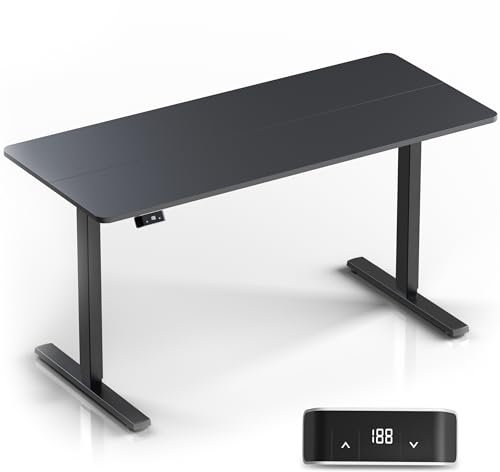 ONKRON Escritorio Elevable con Motor y Encimera - Mesa Elevable Escritorio 140 cm de Ancho y 60 cm de Profundidad - Mesa para Ordenador Carga de hasta 60 kg/Mesa Elevable Electrica WDT221E-B Negro