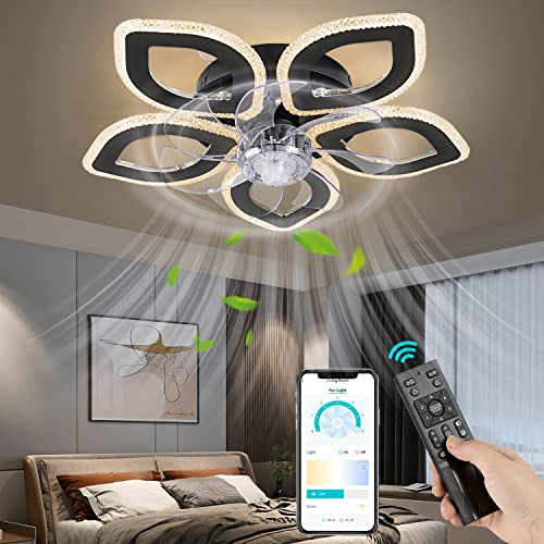 FIMEI Ventilador de Techo con Luz, Atenuación Continuas & 6 Velocidades, Control Remoto & APP, Iluminación de Ventilador para Sala de Estar, Comedor, Dormitorio, Oficina