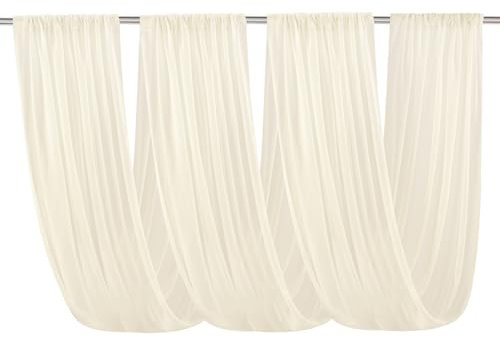 Liveinu Tende da soffitto per Matrimoni, 2 Pannelli, Decorazione per Matrimonio in Tessuto Drappeggio, Arco Nuziale, Tenda in Chiffon per Feste, Cerimonie, palcoscenico, Decorazione di, Beige Yellow