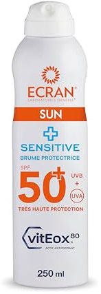 ECRAN® - Brume Protectrice Peaux Sensibles - Très Haute Protection - Technologie vitEox80 - Vitamine E - Protection UVA, UVB, Lumière Bleue, Coups de Soleil - Protection Solaire SPF 50+