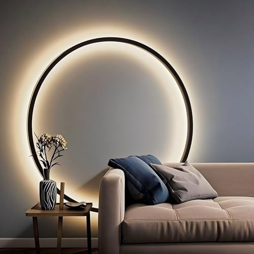DESHOME Wandleuchte Kreis 100cm, Innen Dimmbar Indirekte Beleuchtung, mit Schalter und Kabel, Aluminium Minimalistisch Design, LED Ring Wandleuchte for Wohnzimmer/Schlafzimmer/Büro/Nachttisch/Café