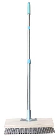 Brosse à récurer de sol, balai à manche en acier inoxydable, nettoyeur de terrasse robuste, outil d'extérieur à longue portée, tête à poils rigides, acier inoxydable, matériau en bois, 138 cm
