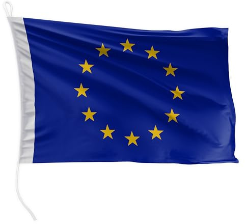 FLAGLY bandiera per barca Europa 45 x 30 cm formato orizzontale - peso del tessuto 115g/m² - stampata, robusta con corda e occhiello, accessori per barca barca a motore