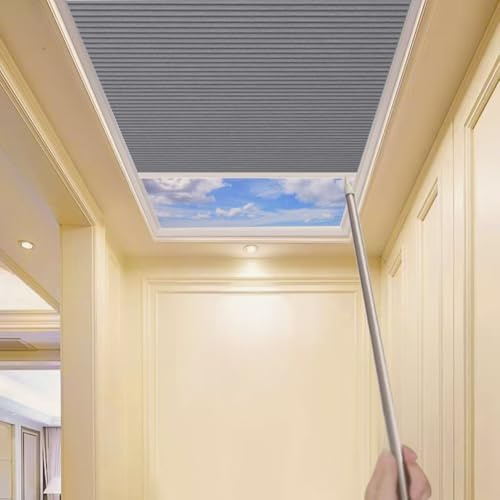 TIPIACE Manual Skylight Blinds, Cellular Shades (Full Blackout-Dark Grey) | Cellular Honeycomb Blinds, Blocks Harsh Sunlight and UV Rays, Warm in Winter and Cool in Summer for Inclined Roof Windows