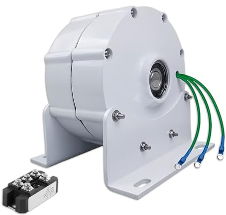 Glowdora Generador De Imán Permanente Sin Engranajes De 12000 W, Alternador De Baja Velocidad De 12 V, 24 V Y 48 V, Generador Eólico Doméstico, Alternador Trifásico con Base para Aerogenerador,24V