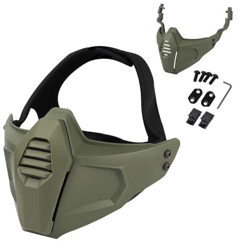 CZMYCBG Masque D'airsoft, Demi-Masque Tactique pour La Protection du Visage, pour Les Sports de Plein Air, Les Jeux CS et Le Cosplay d'halloween(Green)
