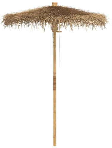 Makastle Parasol de Jardin Exterieur avec auvent en feuille de bananier, Parasols de plage, Parasol Balcon pour Marché, Piscine, 150 cm bambou