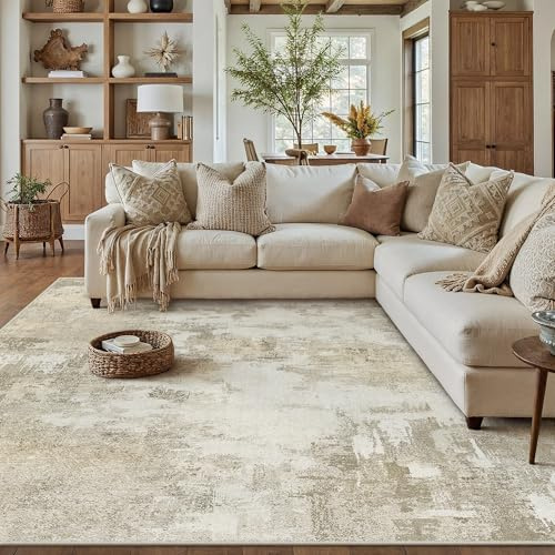 PureCozy Alfombra Salon 200x300cm Beige Alfombras Cocina Antideslizante Lavables Modernas Abstractas Tapete Infantil Habitacion Dormitorio Sala Pelo Corto Carpet