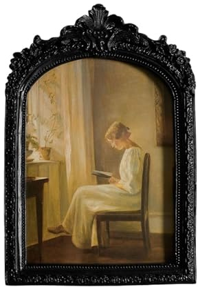 Milageto Cornice per foto barocca da 15 * 20 cm, galleria fotografica, centrotavola in resina elegante europea, decorazione per la casa, cornice per foto ornata, Nero