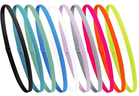 Fascia per capelli sportiva, 10 pezzi, fascia per capelli, per yoga, calcio, corsa, sottile, sport, per donne, uomini e bambini