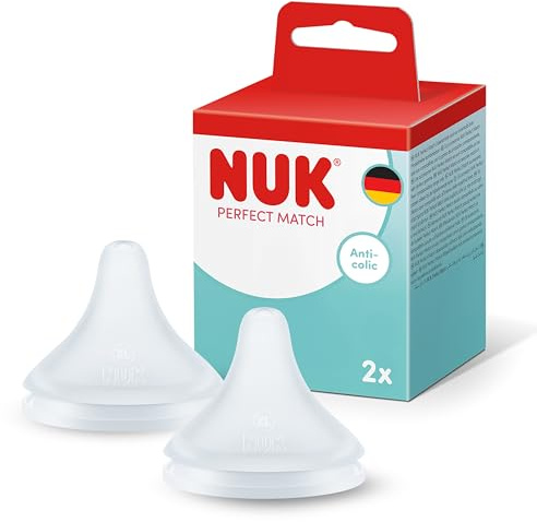 NUK Perfect Match Tétines de biberon | 0 mois et + | Tétines anti-coliques pour biberon | Silicone | Petit | Lot de 2