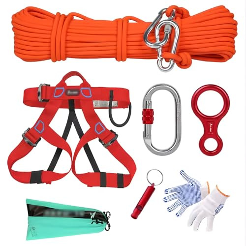 Fire Escape Rope Ladder – Emergency Fire Escape Ladder for Home & Office, Safety Rope with Figure-8 Descender, Telescopic Alternative Loft Ladders for Quick Evacuation
