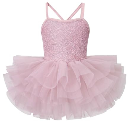 Generisch Elegante vestido de ballet sin mangas tutú para niñas como disfraz festivo de ballet en conciertos fiestas, Rosa., 7-8 años