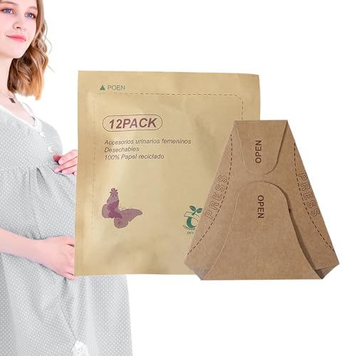 Embudo para urinario portátil para mujer | 12 piezas higiénico e impermeable | Papel para urinarios desechables | Ideal para viajes, camping, mujeres embarazadas, festivales, baños