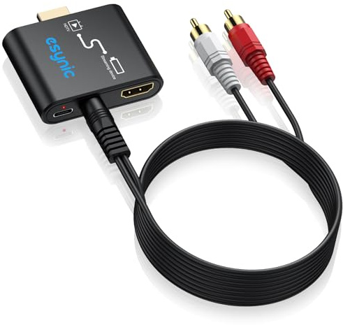 eSynic HD Audio Extractor für Fire TV Stick 4K Optisch Splitter Adapter HDMI zu HDMI Konverter Kein Cinch/eARC Adapter Dongle Stereo PCM 2.0 Audio für Kopfhörer & Lautsprecher (3,5mm Audioausgang)