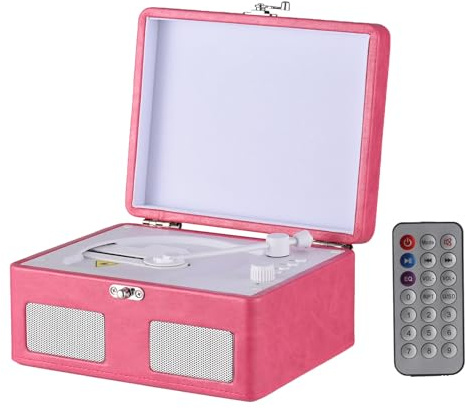 POENVFPO Retro-CD-Player, Tragbarer CD-Player mit Integrierten Lautsprechern, Wiederaufladbares Kabelloses Musik-Streaming mit 2000 MAh für zu Hause (PINK)