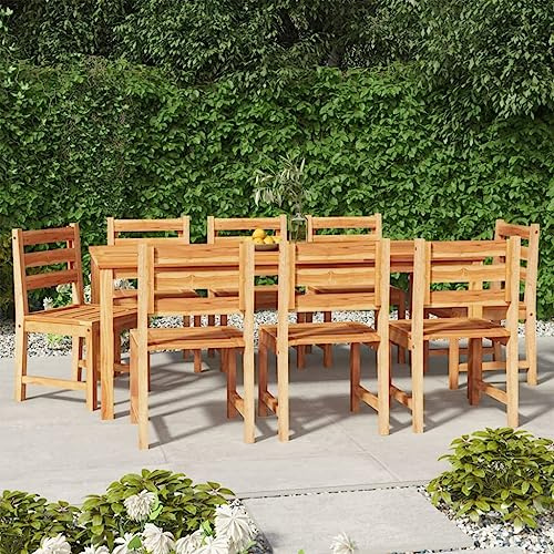 QJBSAVVA 9-TLG. Gartenmöbel-Set Teak 200x100x77 cm mit 8 Stühlen Modernes Design Robust und Langlebig für Terrasse Balkon und Camping