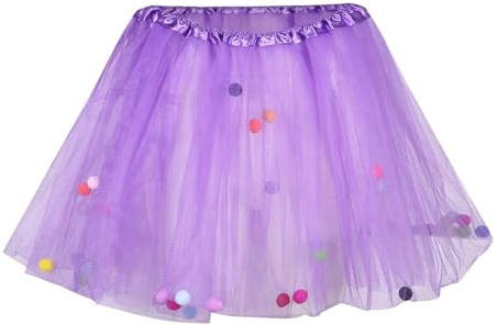 Tüllrock Damen Tutu Rock Unterrock Sexy Bunt Ballett mit Pompons Tanzkleidkuchen Rock Ballkleid Halbrock Puffrock 80er Jahre Kurze Cosplay Partykleidung Kostüme Petticoat Karneval Rock
