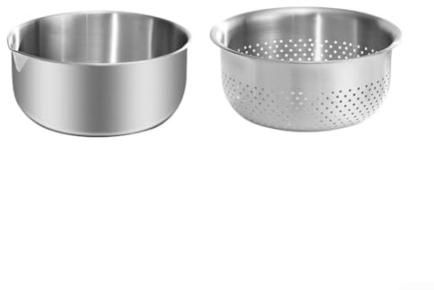 UTTASU Edelstahl-Reis-Waschschüssel, Outdoor-Camping, 2-in-1, Edelstahl-Reis-Waschschüssel mit Abflusslöchern (M)