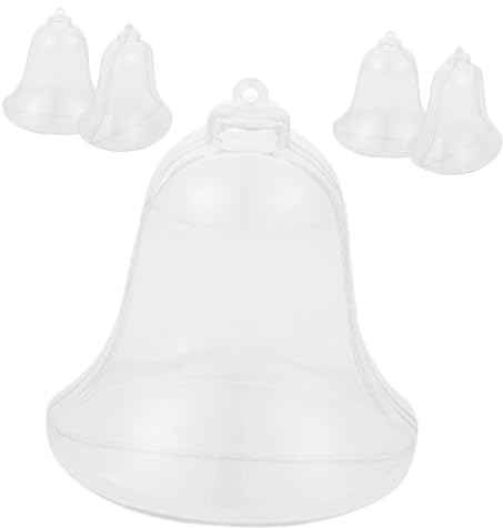 VICASKY Decorazioni Natalizie a Forma di Campana Trasparente Riempibile, Set 5 Pezzi Campanelle di Plastica, Ornamenti Fai da Te per Albero di Natale Foro per Appendere