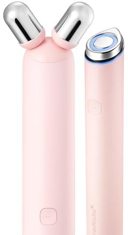 medicube Mini Booster Pro Plus Face Roller Device Set | 2-in-1 Massage & Skincare Device | Jawline Care & Depuffing | Face & Body Massager with 3 Vibration Modes | Korean Facial Device, Pink