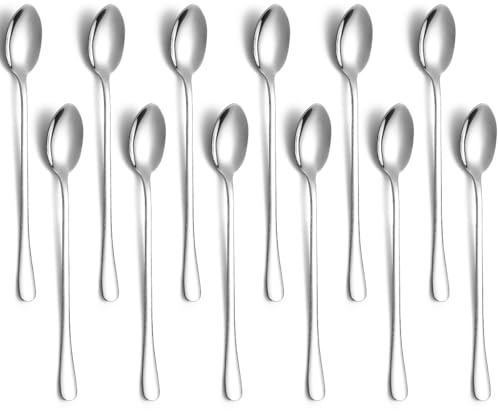 Berglander Latte Macchiato Löffel Set 12 Pieces 19.8cm, Edelstahl Kaffeelöffel, Eislöffel, lange Griff Eistee Löffel für Muttermilch, Tee-Rühren, Cocktailrühren, Kaffee-Milchshake-Kaltgetränk