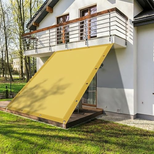 Vela Ombreggiante Rettangolare 200 x 340 cm Protezione Raggi UV Telo Tenda da Sole Senza Foratura per Esterno, Giardino, Terrazzo, Balcone, Giallo sabbia