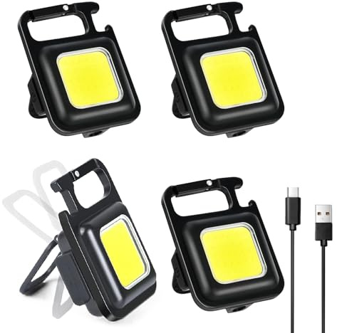 Zuquik Juego de 4 mini luces de trabajo, 800 lúmenes, COB LED | lámpara de taller con imán y clip, 400 mAh tipo C batería linterna para reparación de coche, emergencia (juego de 4)