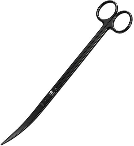 LINLAN Ciseaux d’Aquascaping Courbés 25 cm pour Aquarium, Design Lisse Entièrement Chanfreiné, Carbonisé Antirouille, pour Accès aux Espaces Étroits & Taille Sûre des Plantes du Plan Médian