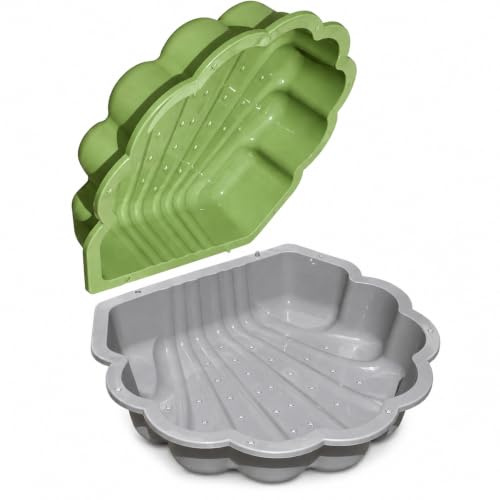 Lot de 2 coquillages à sable et d'eau, motif étoiles, 86 x 77 x 18 cm, charge jusqu'à 20 kg, pour enfants de 1 à 6 ans, vert pastel/gris